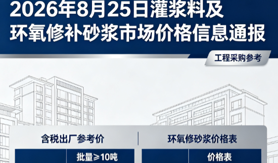 嵊州2026年8月25日灌浆料及环氧修补砂浆市场价格信息通报